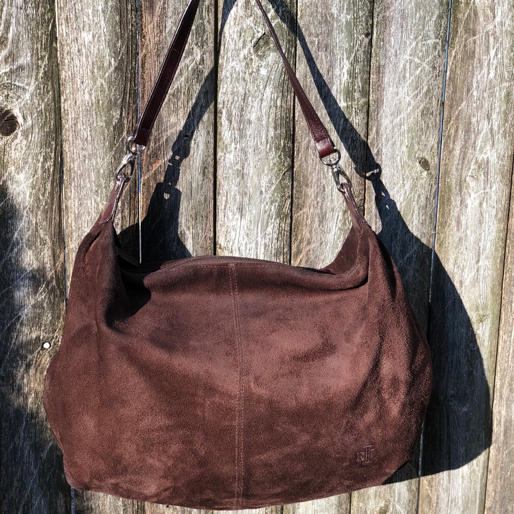 Lauren Ralph Lauren chocolate brown suede hobo